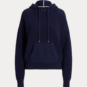 Ralph Lauren Combed Cotton Hoodie Sweater Navy Blue